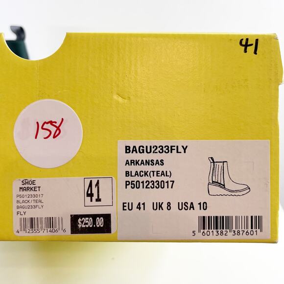 Fly London Leather Arkansas Wedge Pull On Boots Booties Black 10 - Picture 2 of 8